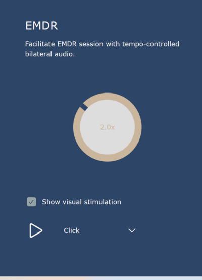 Therapist's EMDR speed control screen