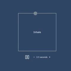 Square breathing exercise showing an Inhale prompt, a square and a tempo control